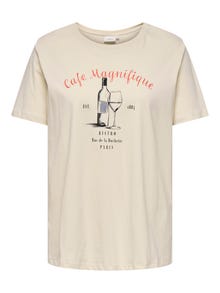 ONLY Krój oversize Okrągły dekolt Curve T-shirt -Birch - 15342580
