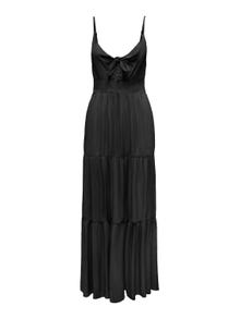 ONLY Maxi kjole med flæser -Black - 15342736