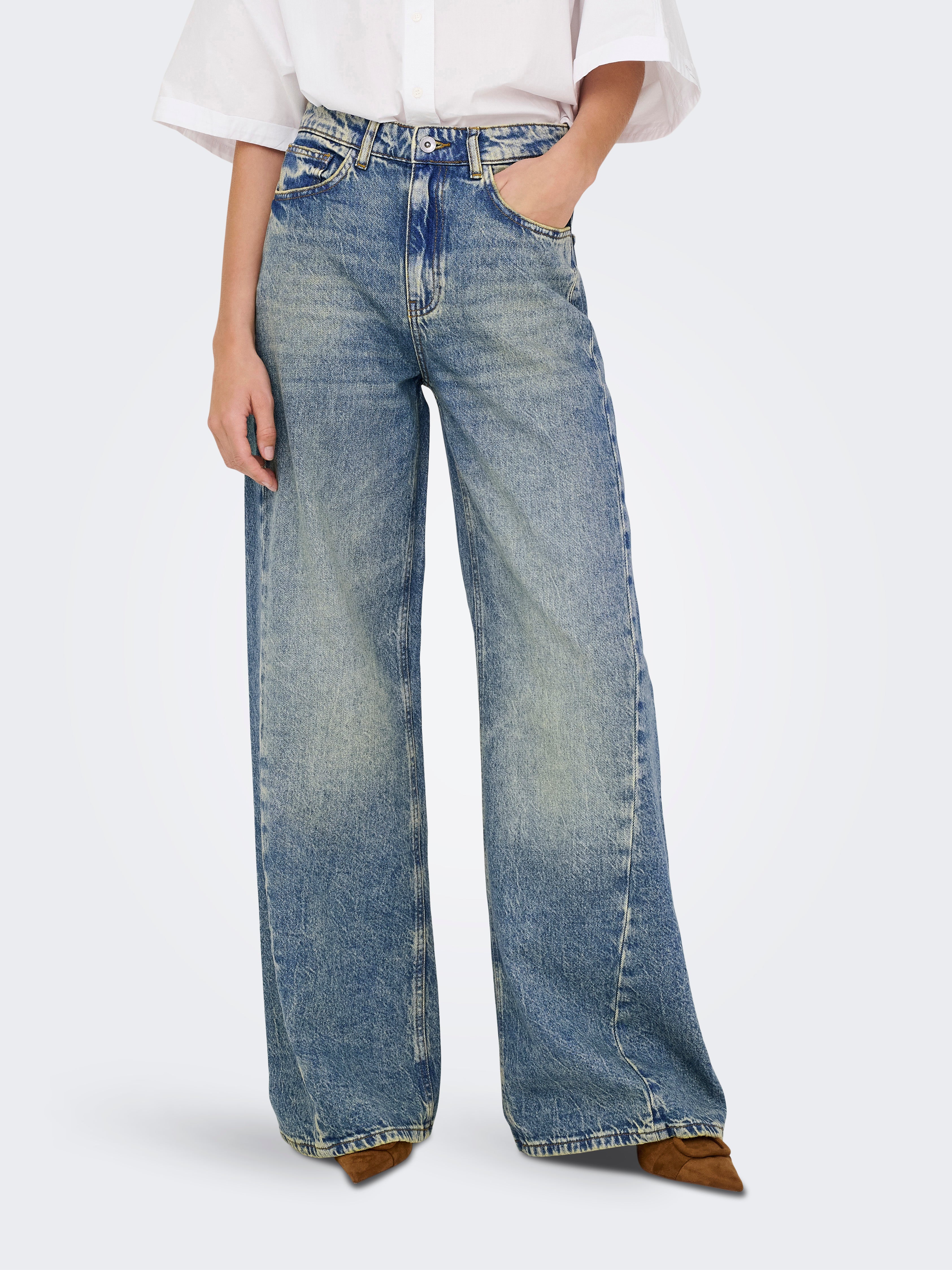 Jdycarina Hohe Taille Weiter Beinschnitt Jeans