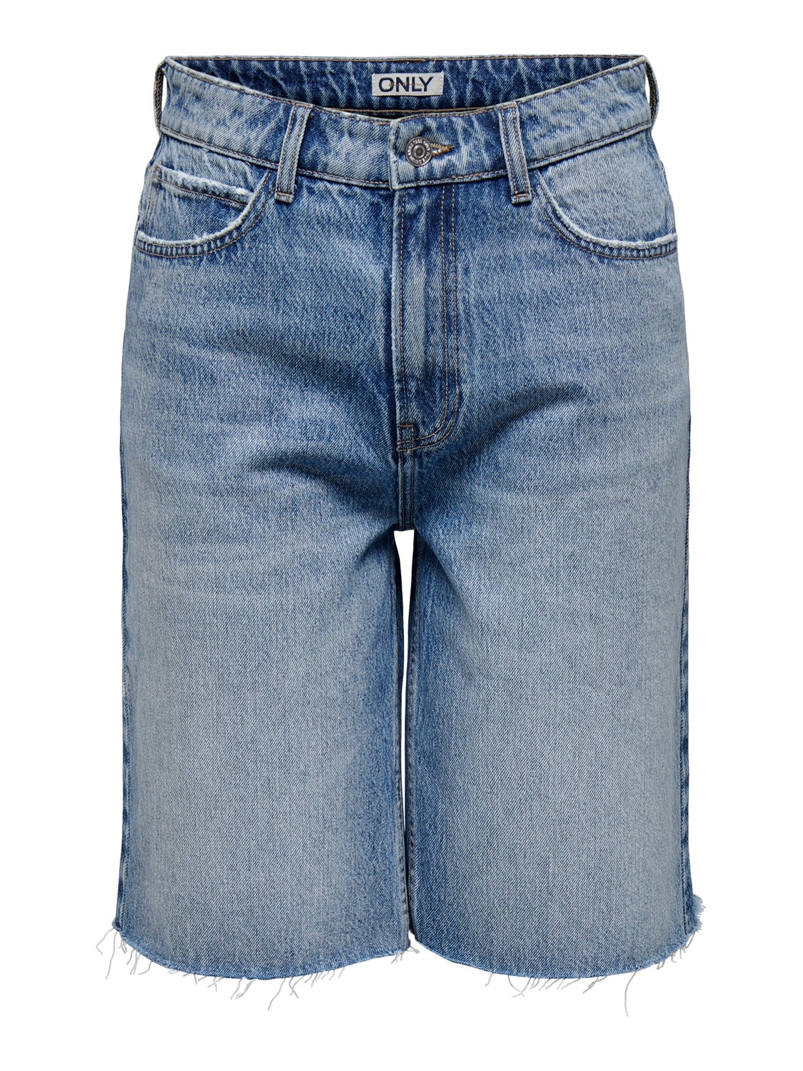 ONLY Loose fit denim shorts med høj talje -Medium Blue Denim - 15342820