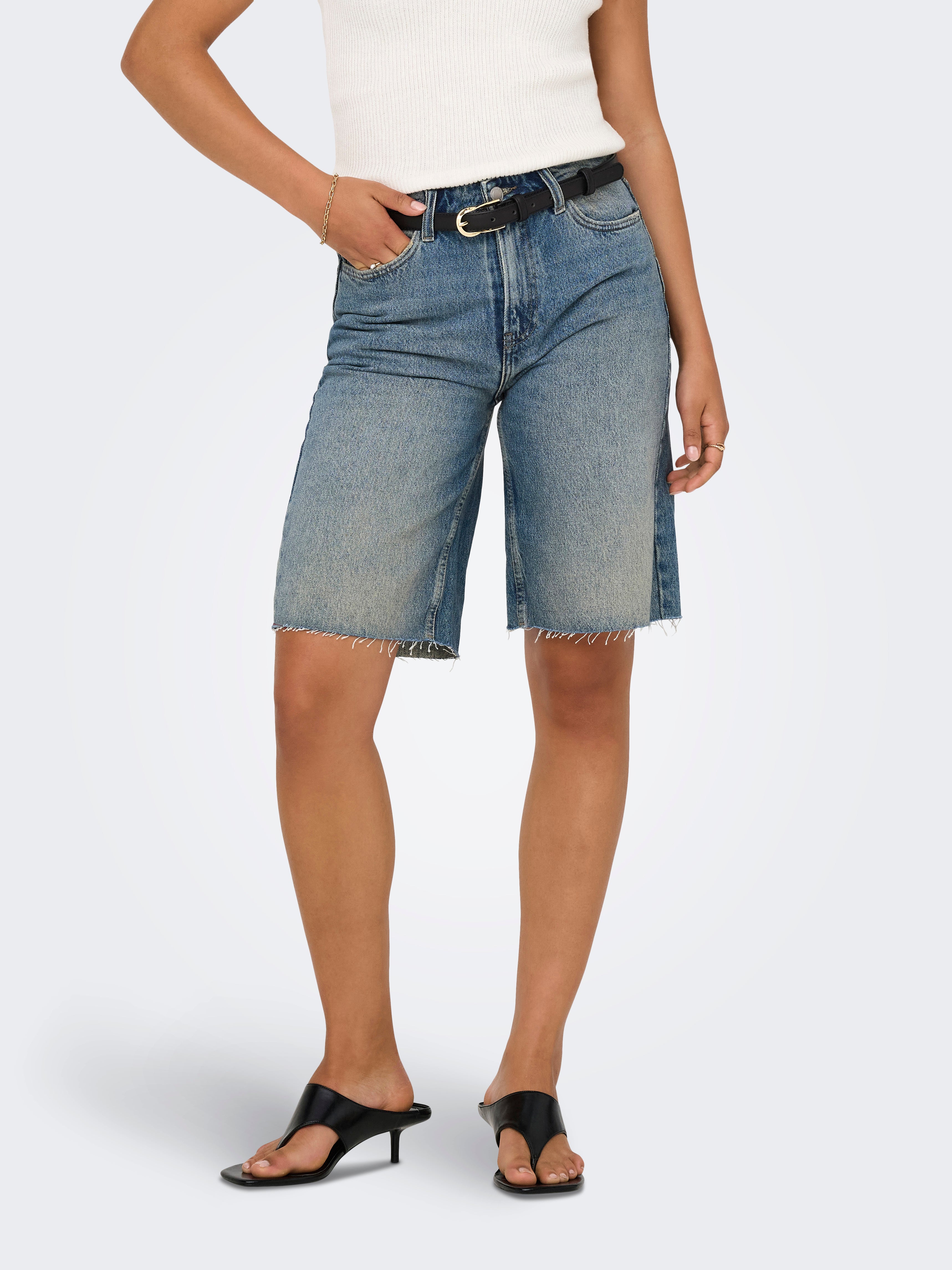 Thumbnail - Onlcaro Hohe Taille Locker Geschnitten Jeans-shorts