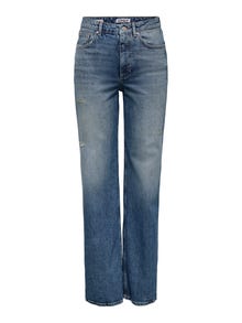ONLY ONLJUICY Hohe Taille Weiter Beinschnitt Jeans -Dark Blue Denim - 15342868