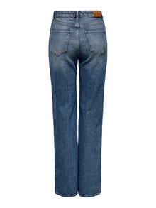 ONLY Plaša kāju piegulšana Augsts viduklis Džinsi -Dark Blue Denim - 15342868
