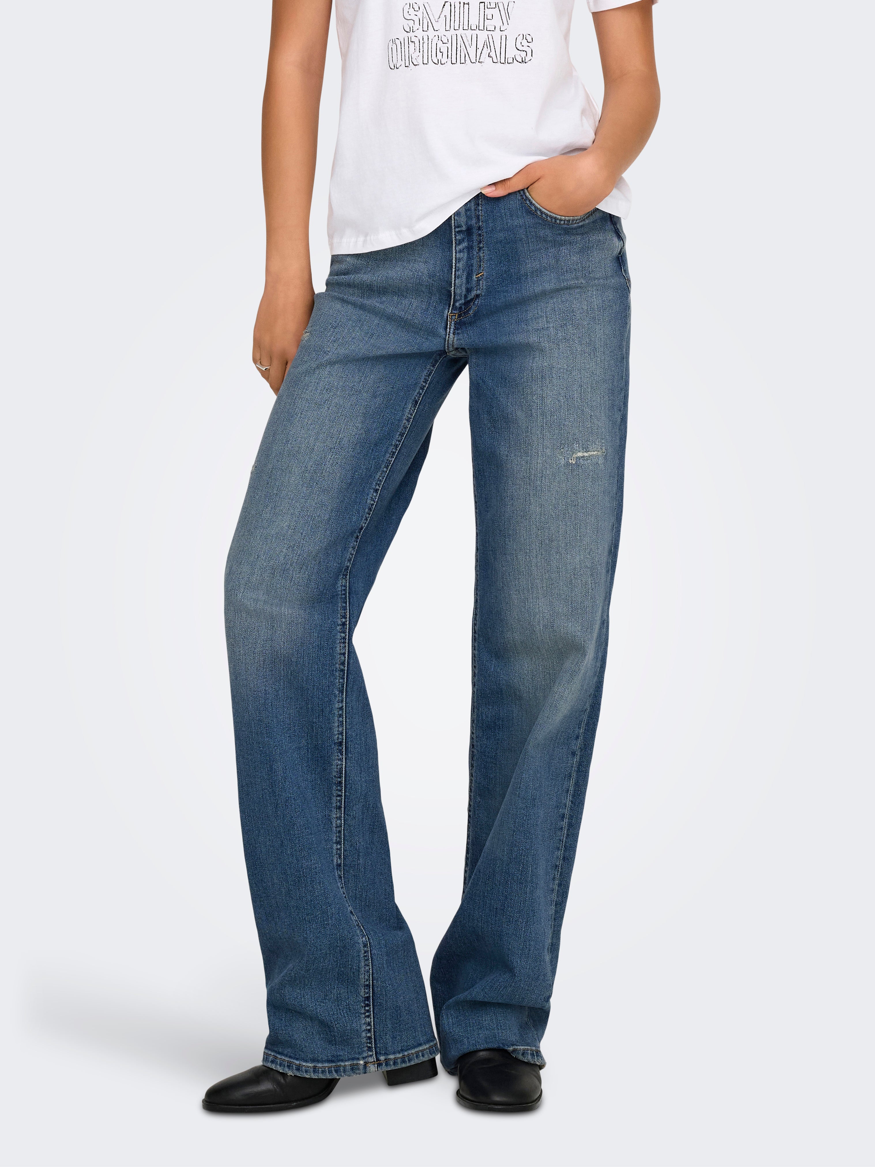 Onljuicy Hohe Taille Weiter Beinschnitt Jeans