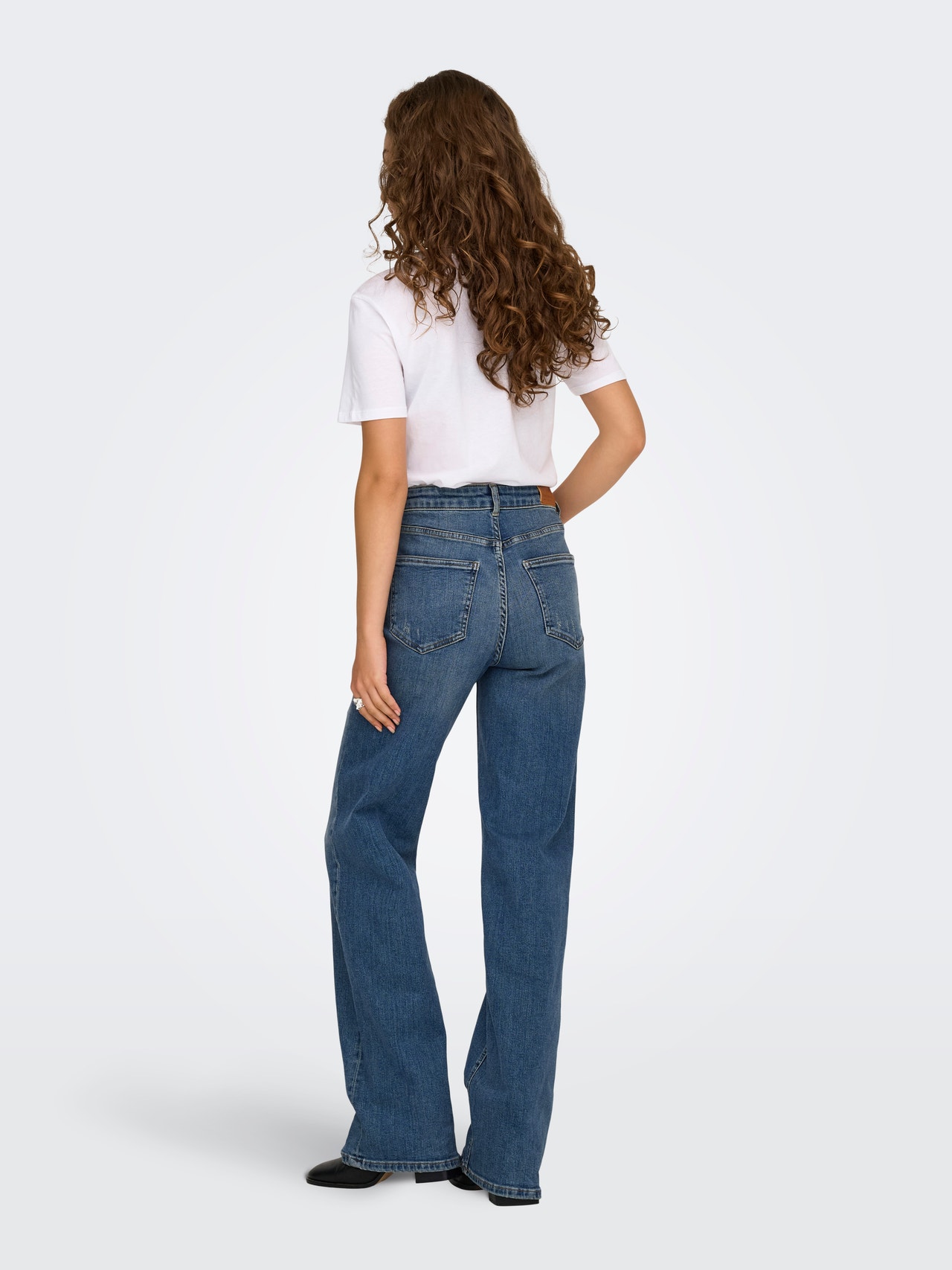 ONLY Plaša kāju piegulšana Augsts viduklis Džinsi -Dark Blue Denim - 15342868