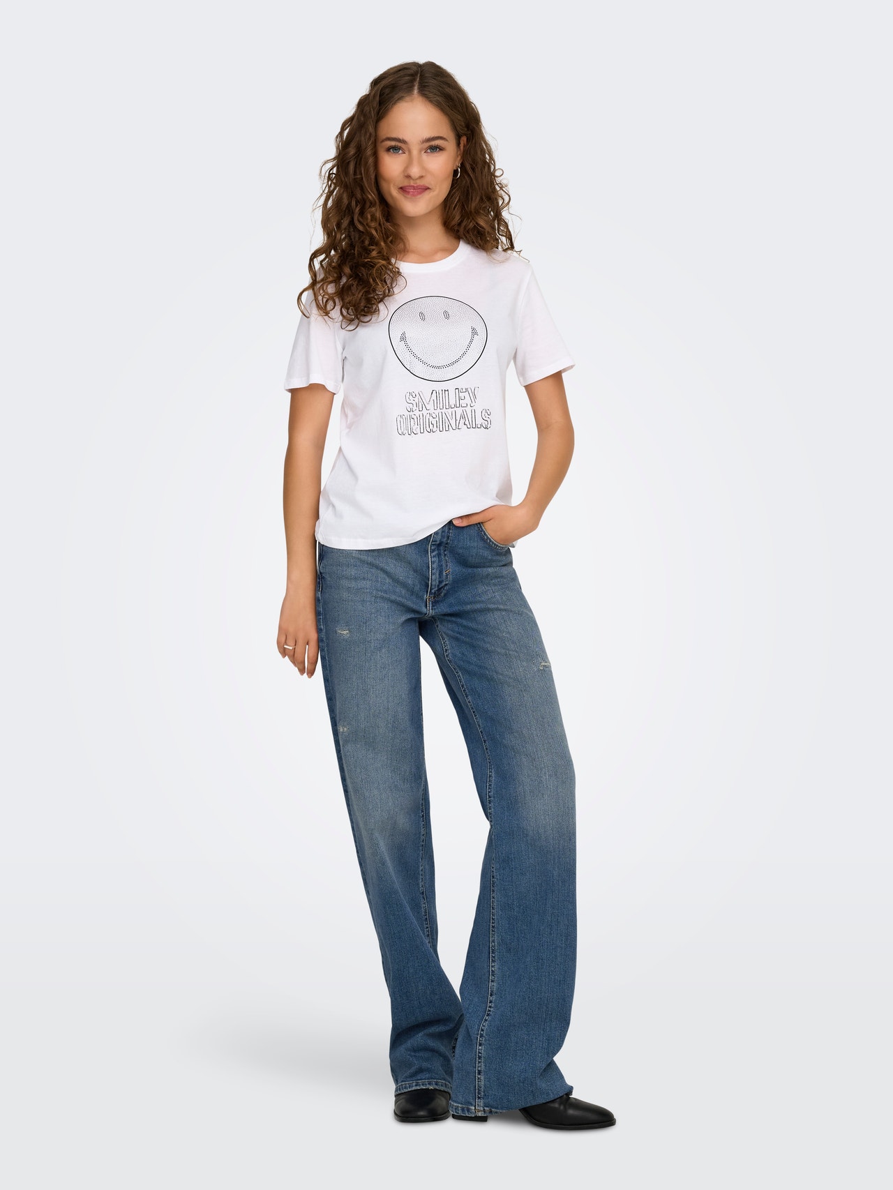 ONLY Plaša kāju piegulšana Augsts viduklis Džinsi -Dark Blue Denim - 15342868