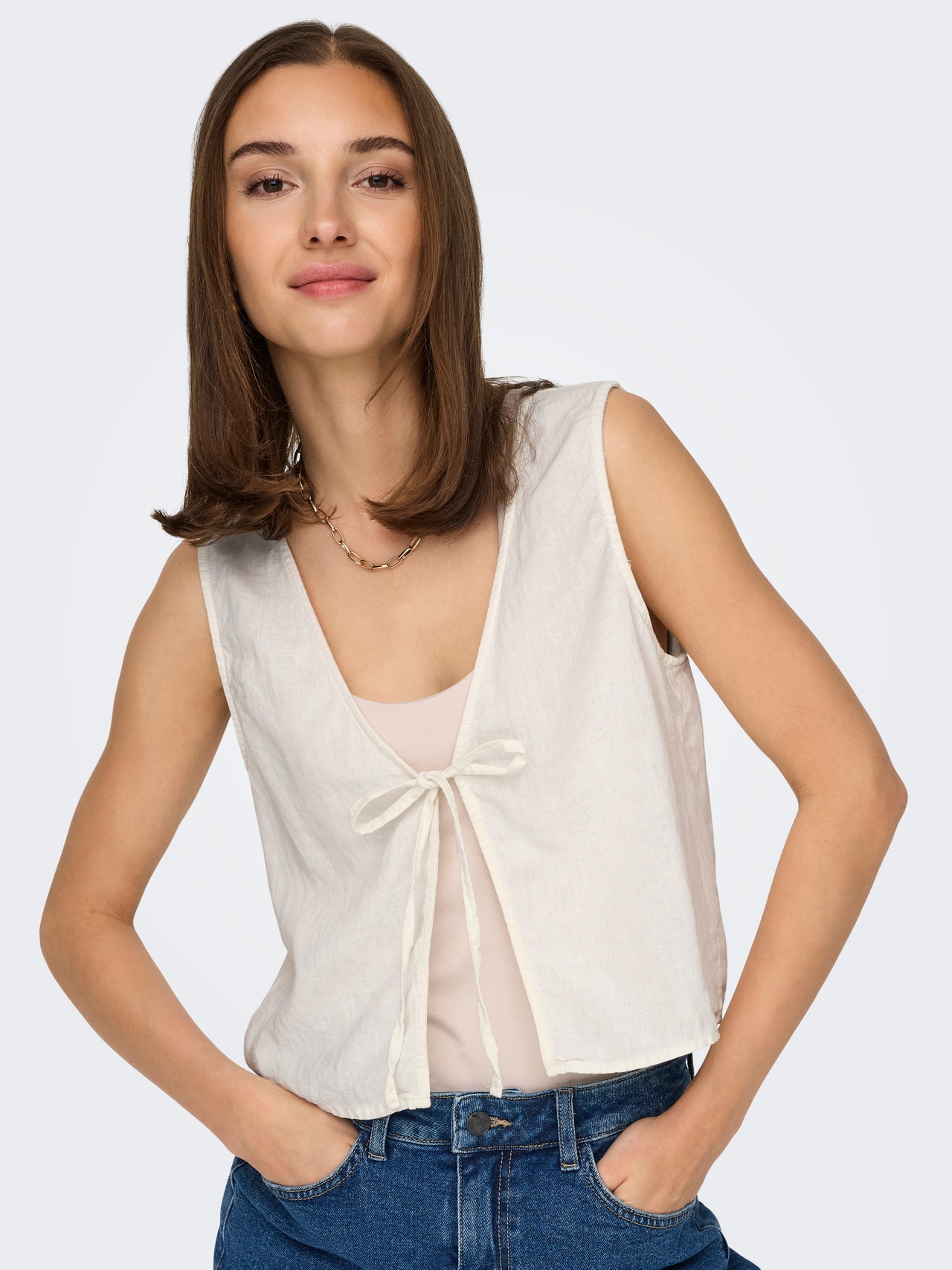 ONLY Regular fit V-Hals Top -Marshmallow - 15342971