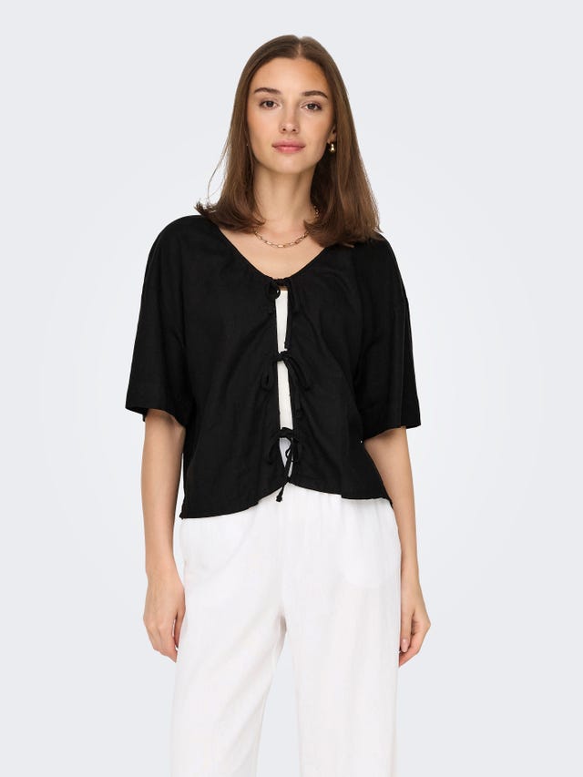 ONLY v-neck top with string fastening  - 15342972