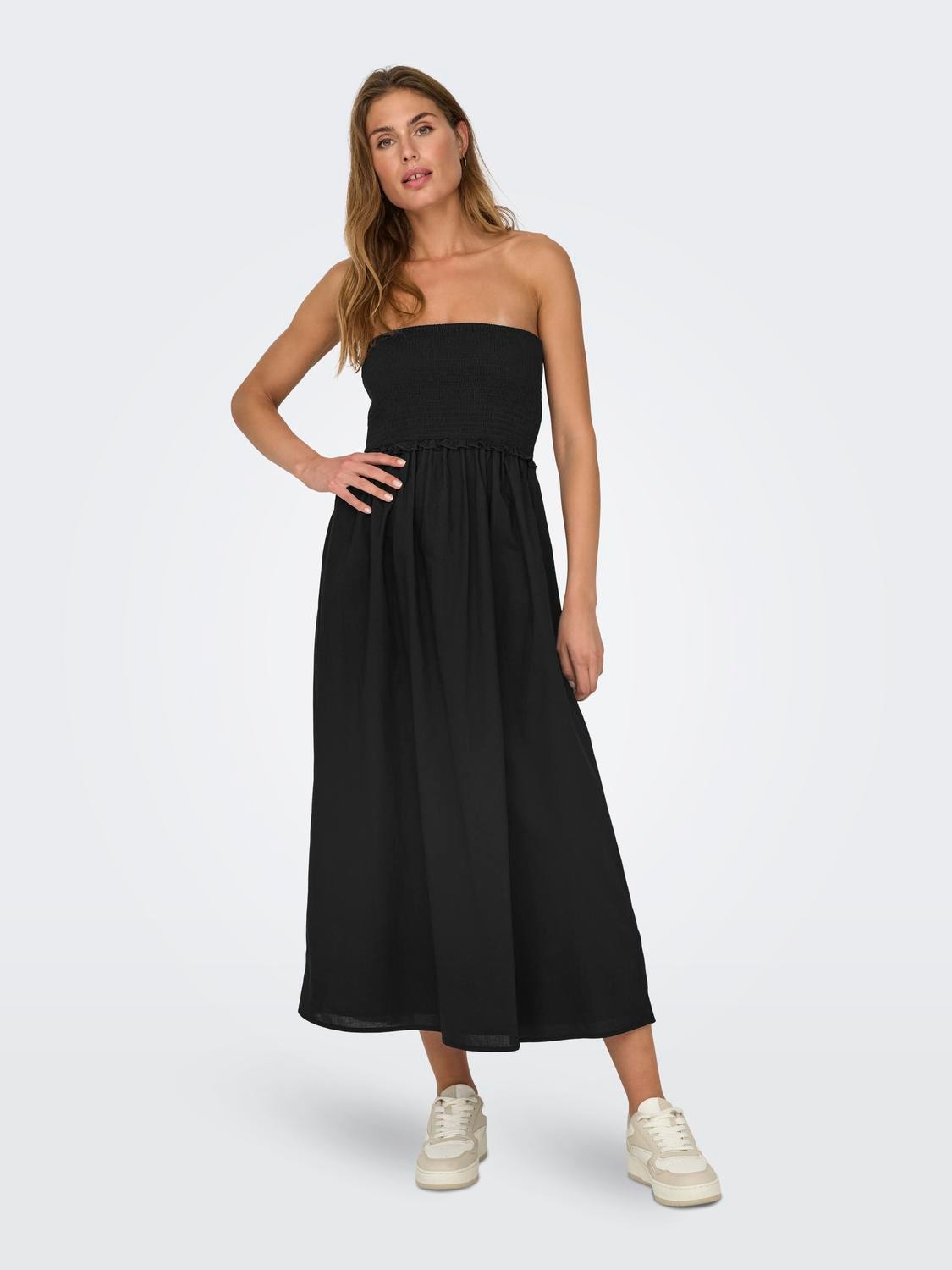 ONLY Regular Fit V-hals Lang kjole -Black - 15343044