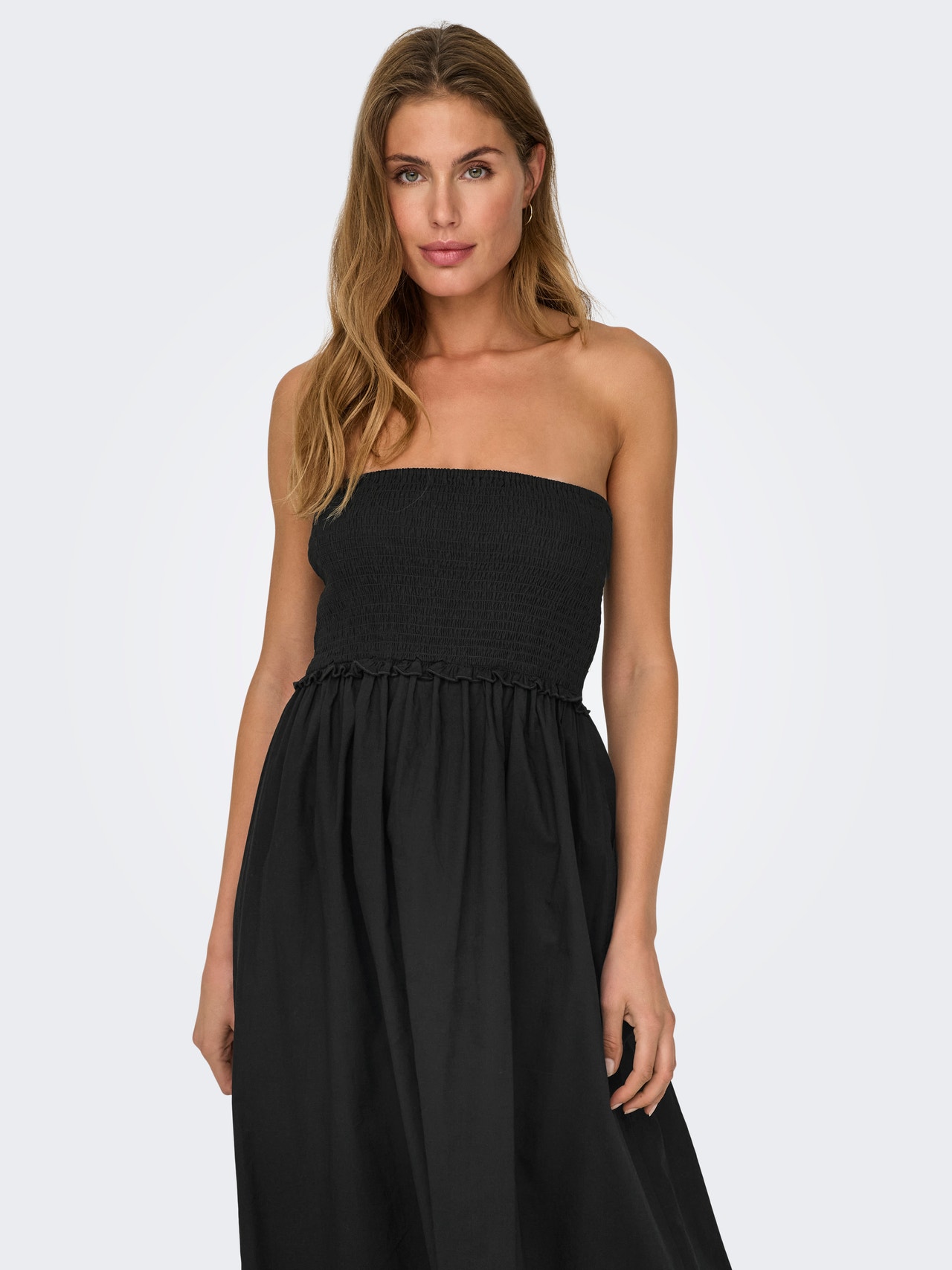 ONLY Normal geschnitten V-Ausschnitt Langes Kleid -Black - 15343044