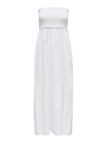 ONLY Strapless smock midi dress -Cloud Dancer - 15343044