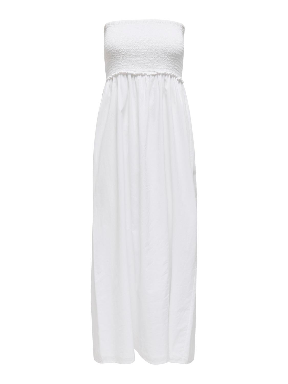 ONLY Strapless smock midi dress -Cloud Dancer - 15343044