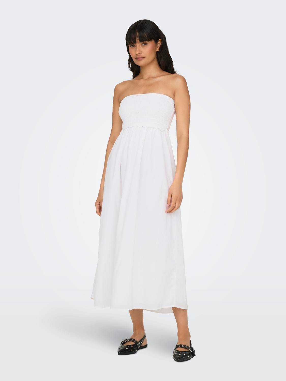 ONLY Regular Fit V-Neck Long dress -Cloud Dancer - 15343044