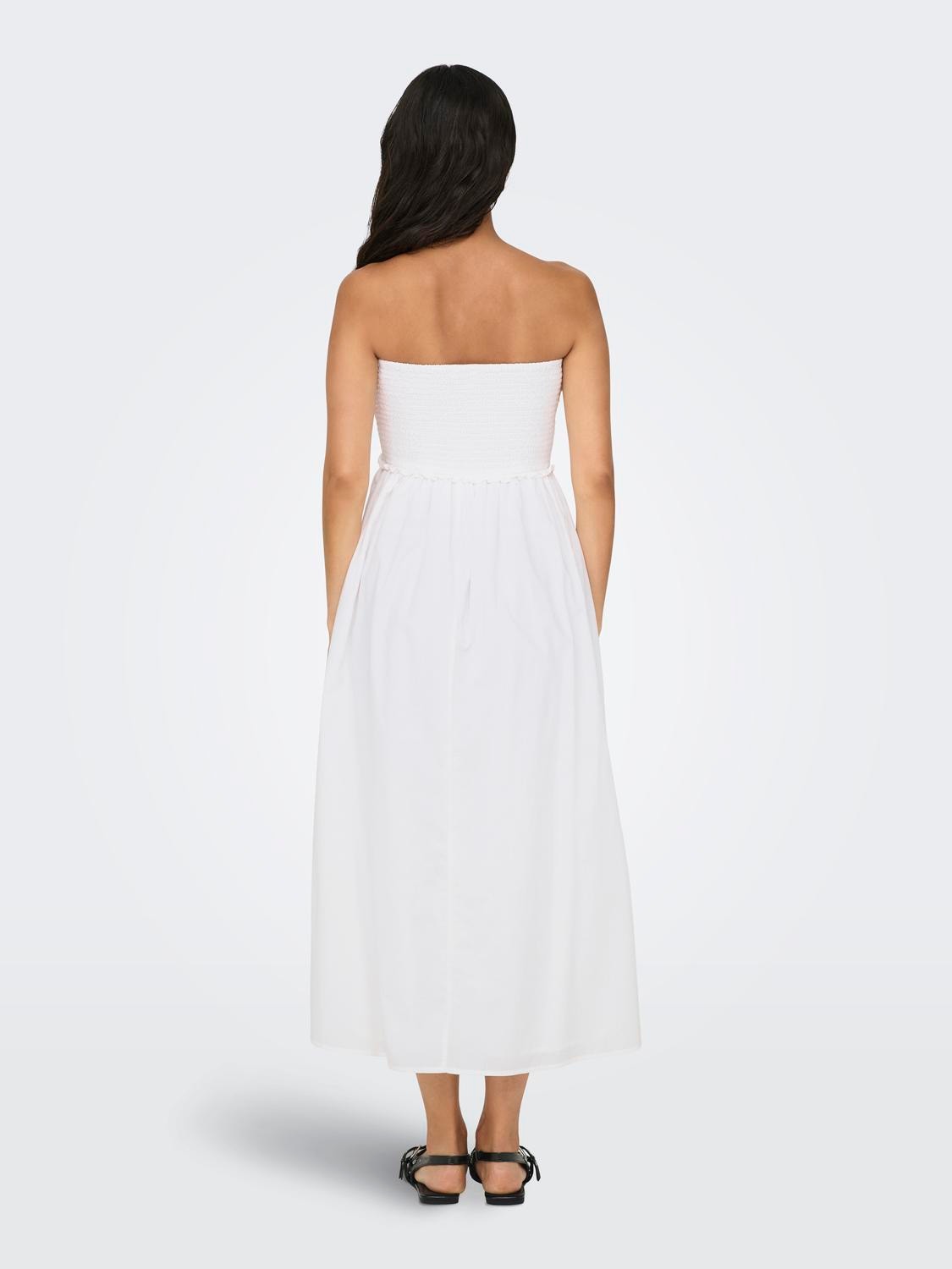 ONLY Strapless smock midi dress -Cloud Dancer - 15343044