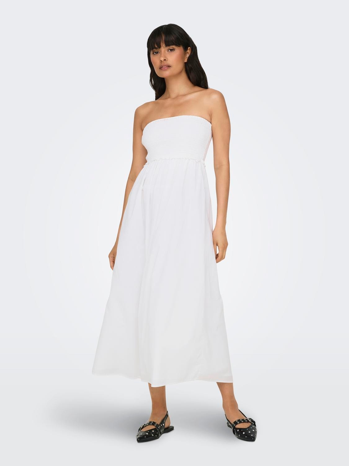 ONLY Regular Fit V-Neck Long dress -Cloud Dancer - 15343044