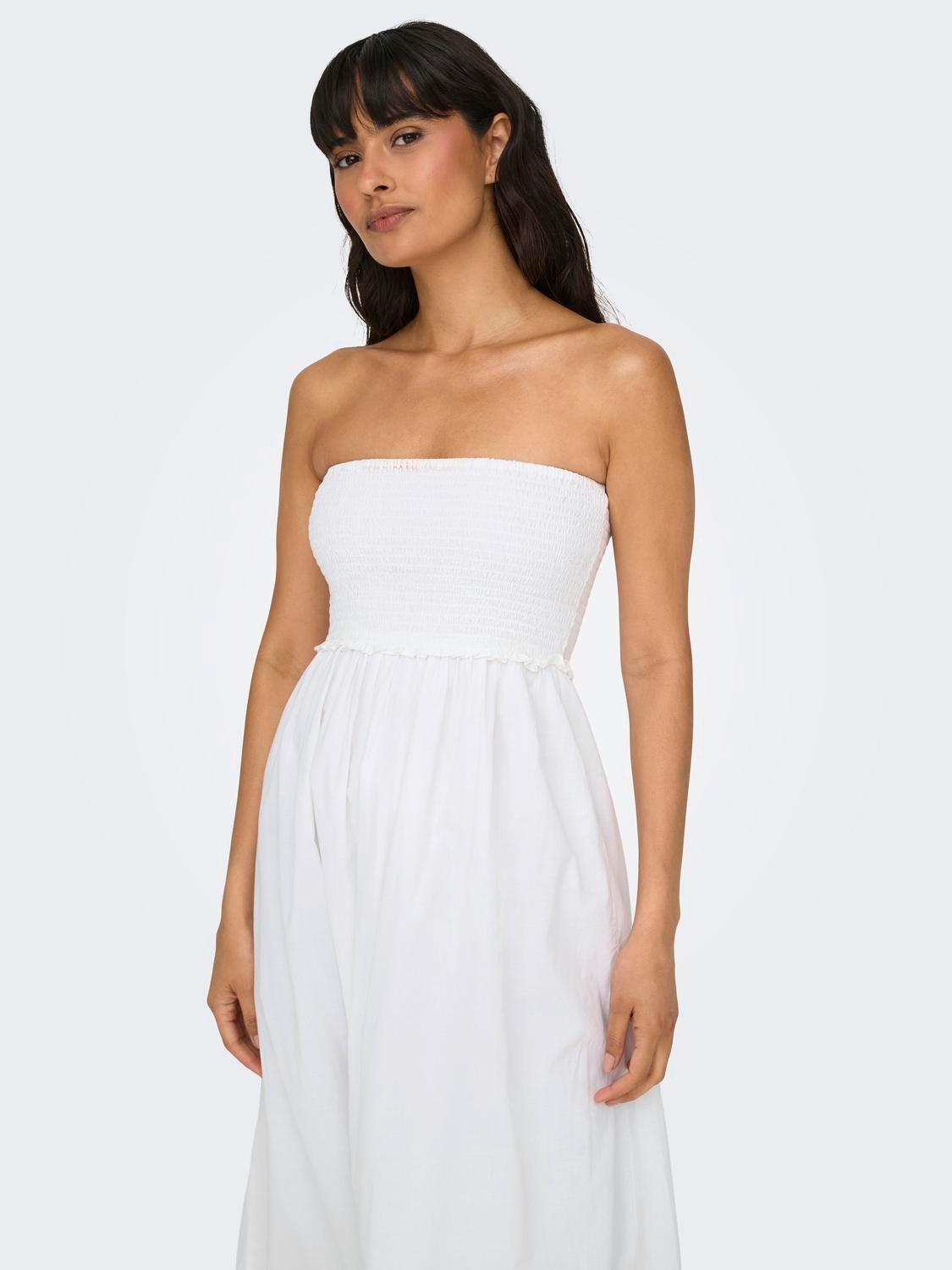 ONLY Strapless smock midi dress -Cloud Dancer - 15343044