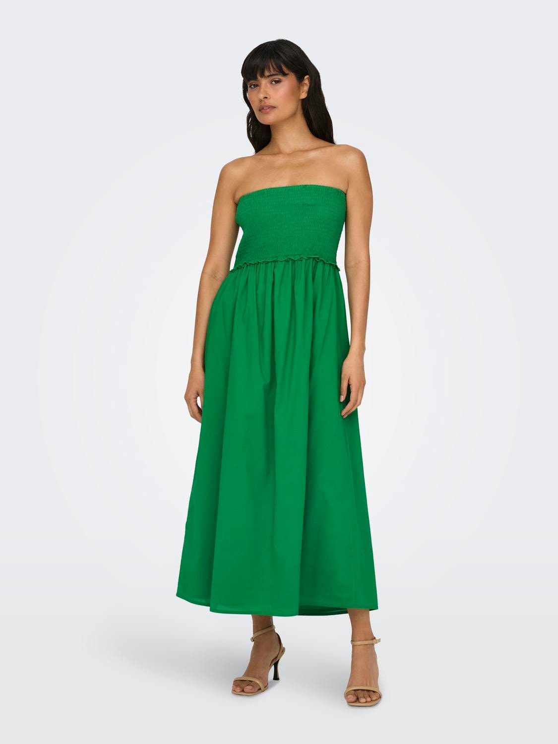 ONLY Strapless smock midi dress -Green Bee - 15343044