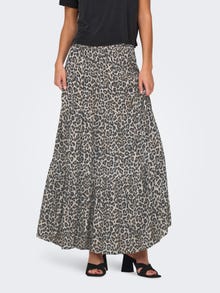 ONLY Long skirt with leopard print -Pumice Stone - 15343230