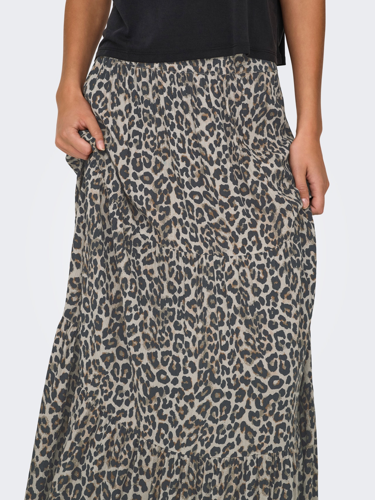 ONLY Long skirt with leopard print -Pumice Stone - 15343230
