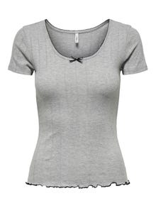 ONLY Regular Fit Round Neck Top -Light Grey Melange - 15343248