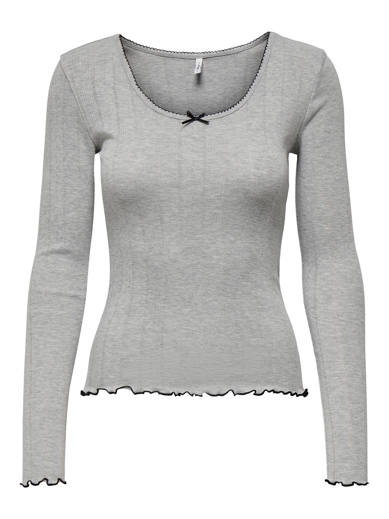 ONLY Langærmet o-hals top -Light Grey Melange - 15343250