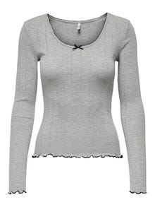 ONLY Long sleeve o-neck top -Light Grey Melange - 15343250