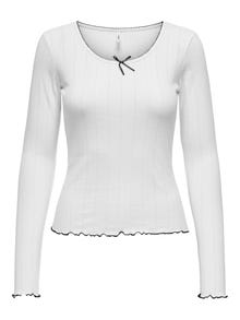 ONLY Regular Fit Round Neck Elasticated cuffs Top -White - 15343250