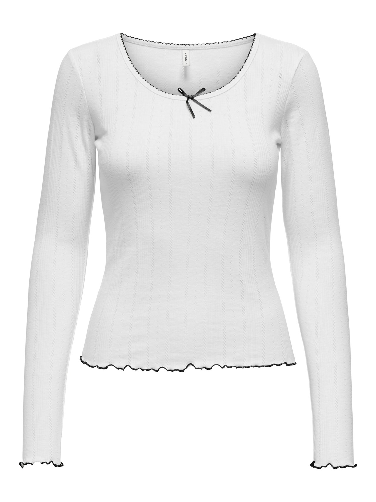 ONLY Regular Fit Round Neck Elasticated cuffs Top -White - 15343250