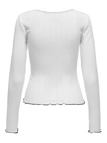 ONLY Regular fit O-hals Manchetten met elastiek Top -White - 15343250