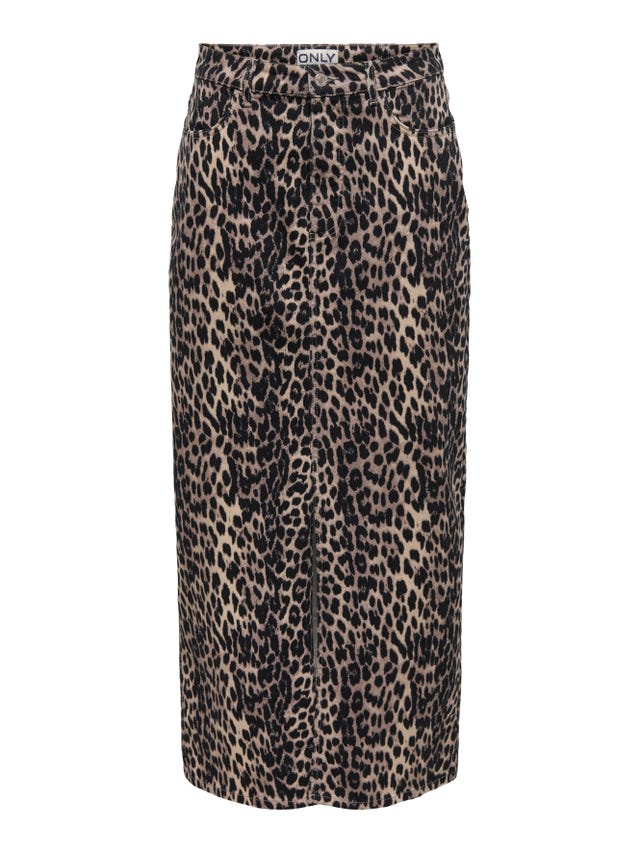 ONLY Leopardprintet maxi nederdel - 15343258