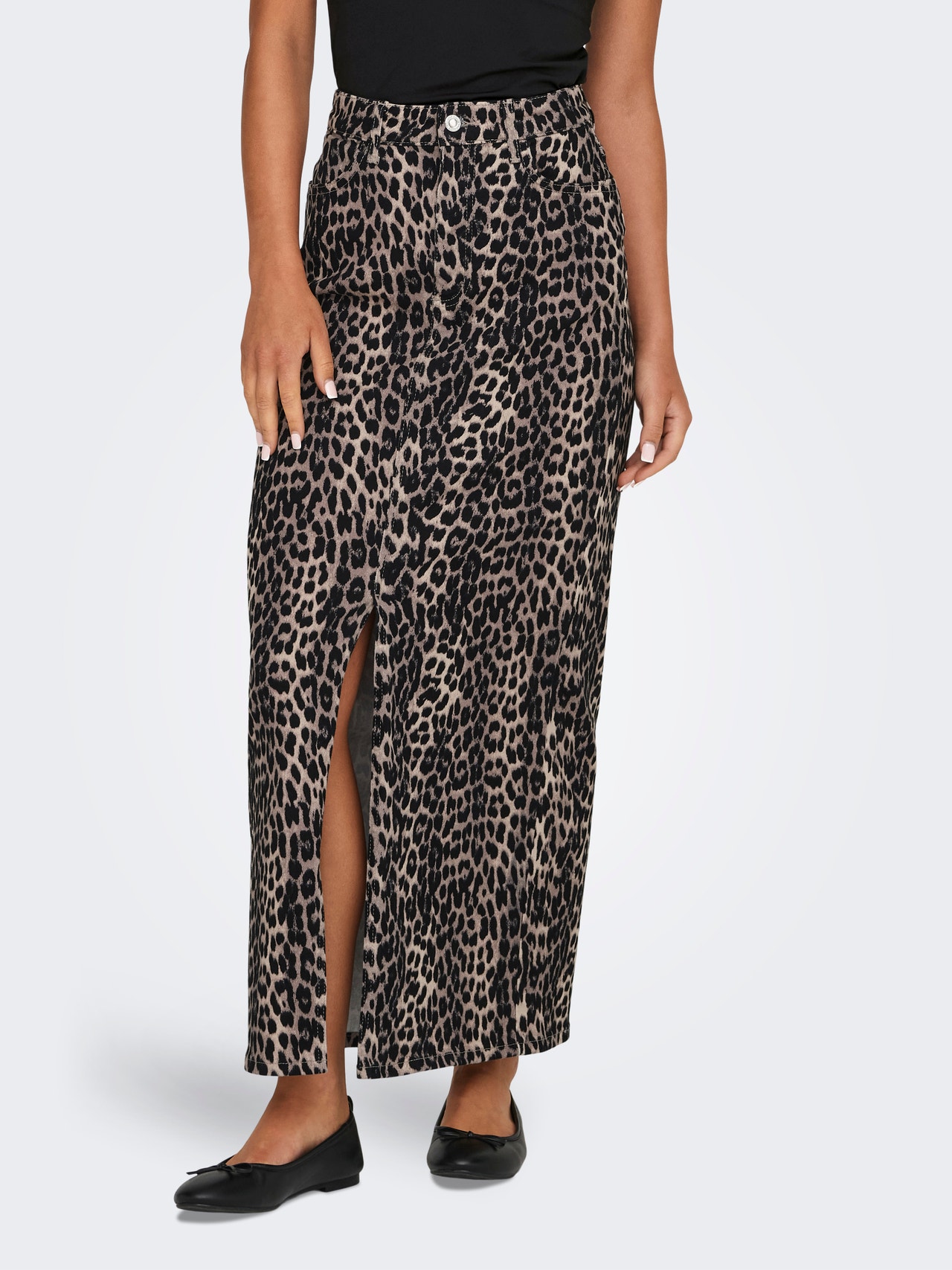 ONLY leopard printed skirt -Black - 15343258