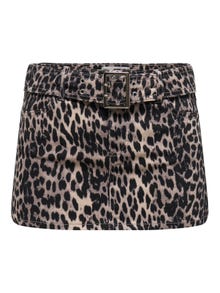 ONLY mini leopard skirt -Black - 15343263