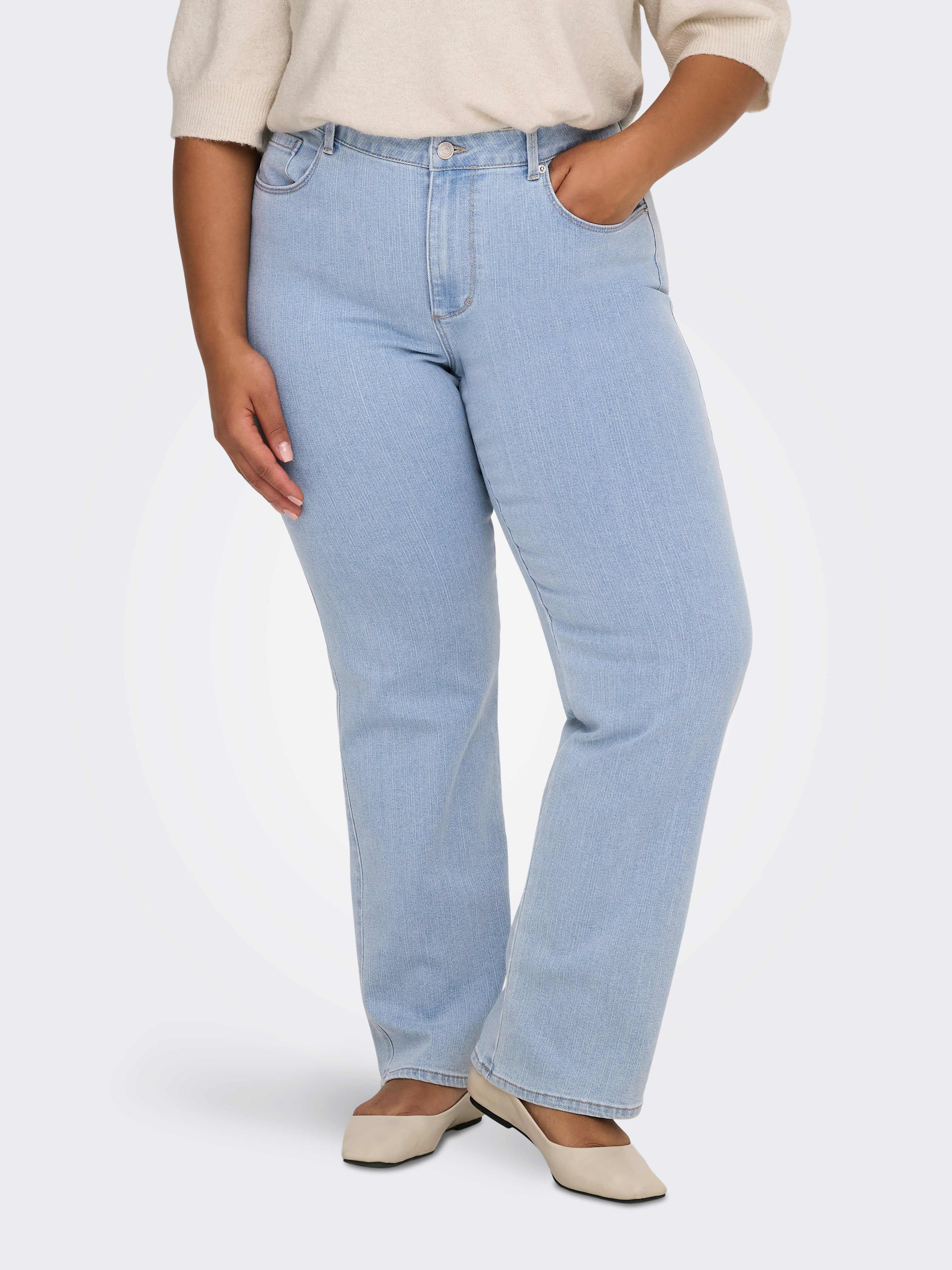 Carsnow Hohe Taille Gerade Geschnitten Jeans