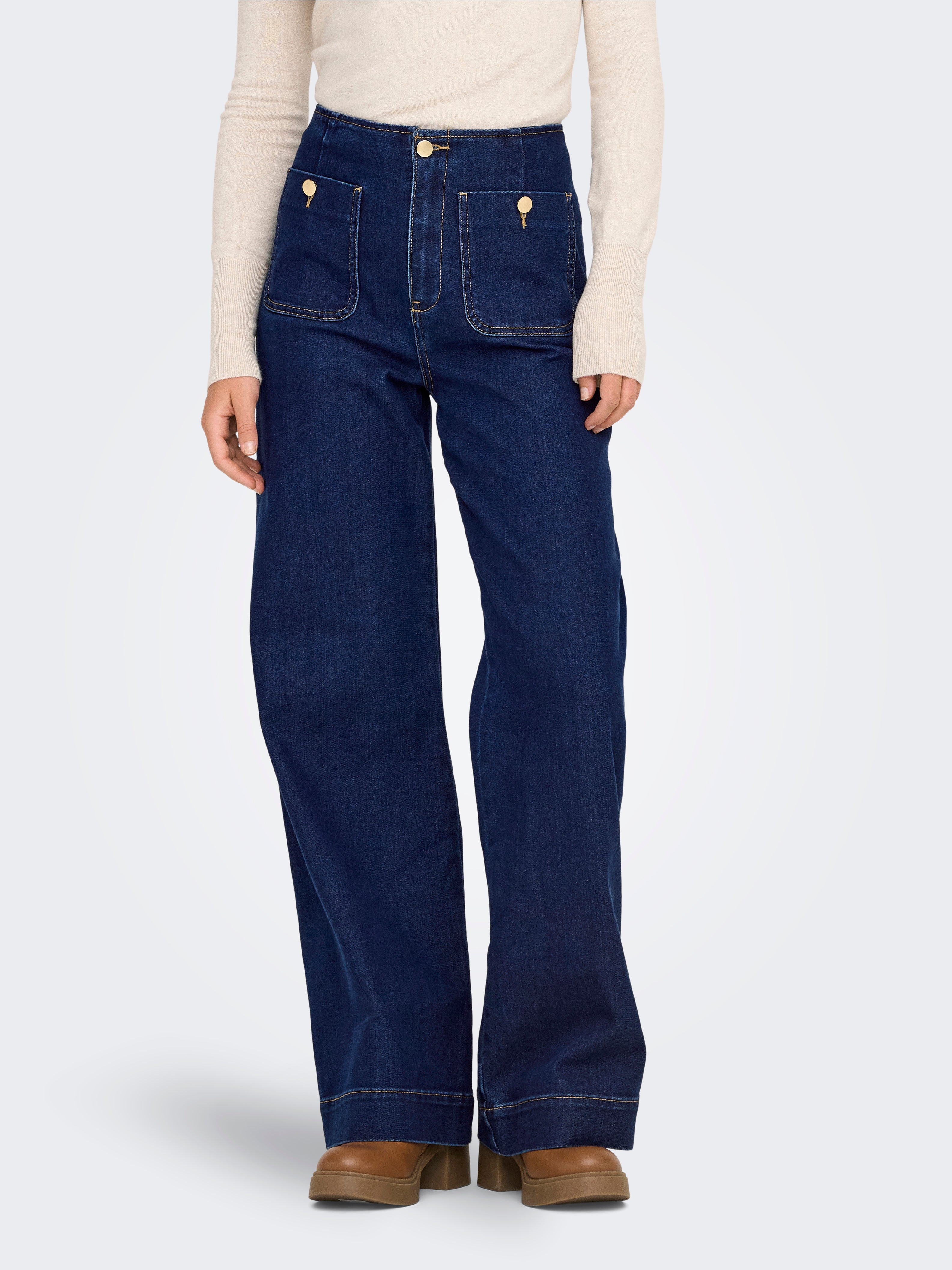 Onlmadeline Hohe Taille Weiter Beinschnitt Jeans