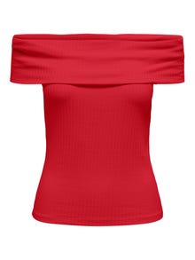 ONLY Regular Fit Off Shoulder Topp -High Risk Red - 15344028