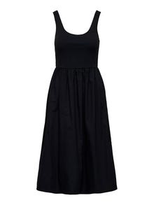 ONLY Vestido midi Corte regular Cuello redondo Tirantes estrechos -Black - 15344122