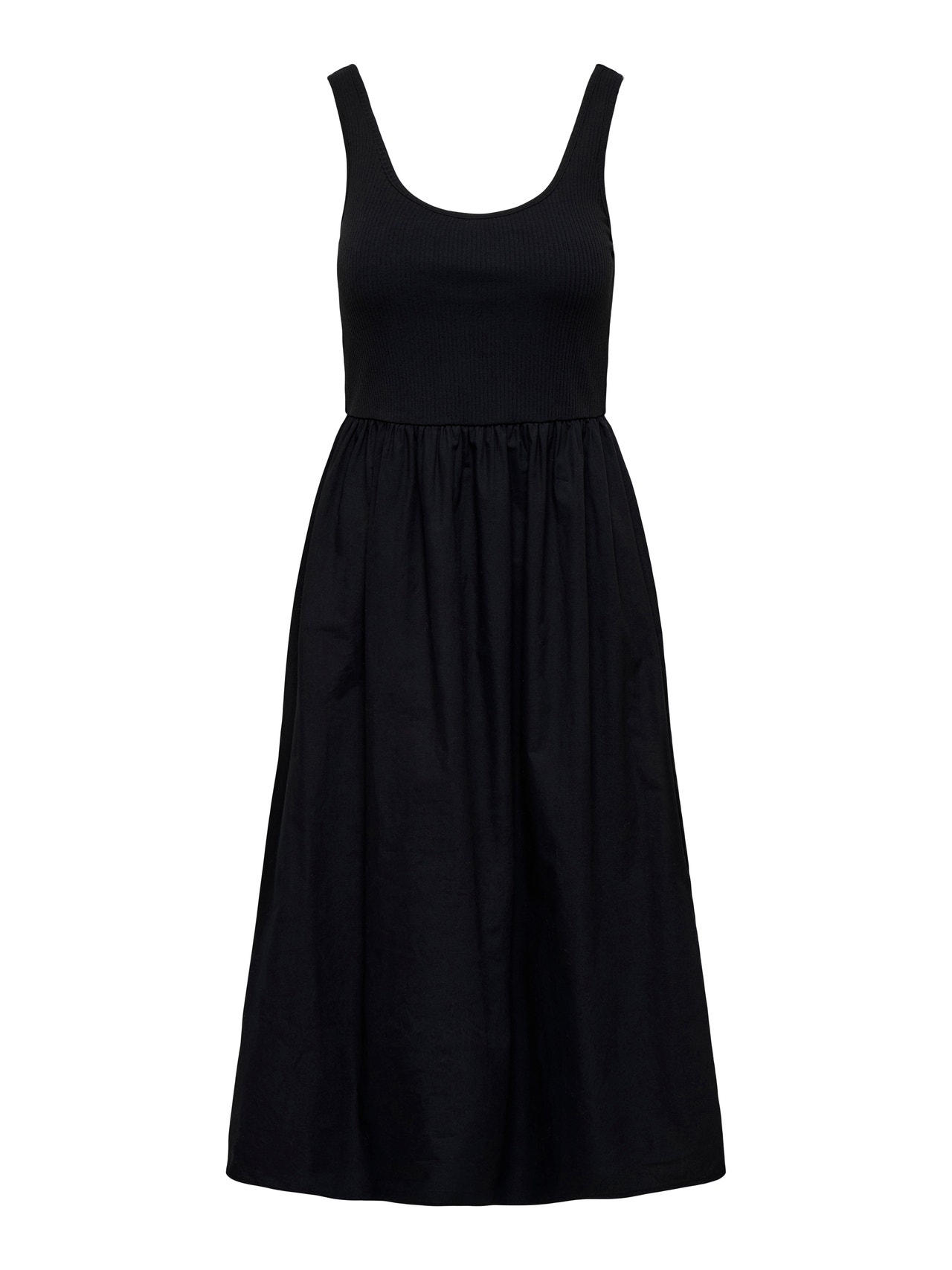 ONLY Vestido midi Corte regular Cuello redondo Tirantes estrechos -Black - 15344122