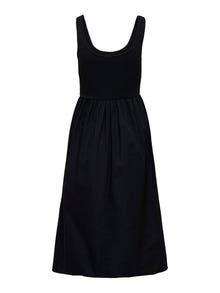 ONLY Vestido midi Corte regular Cuello redondo Tirantes estrechos -Black - 15344122