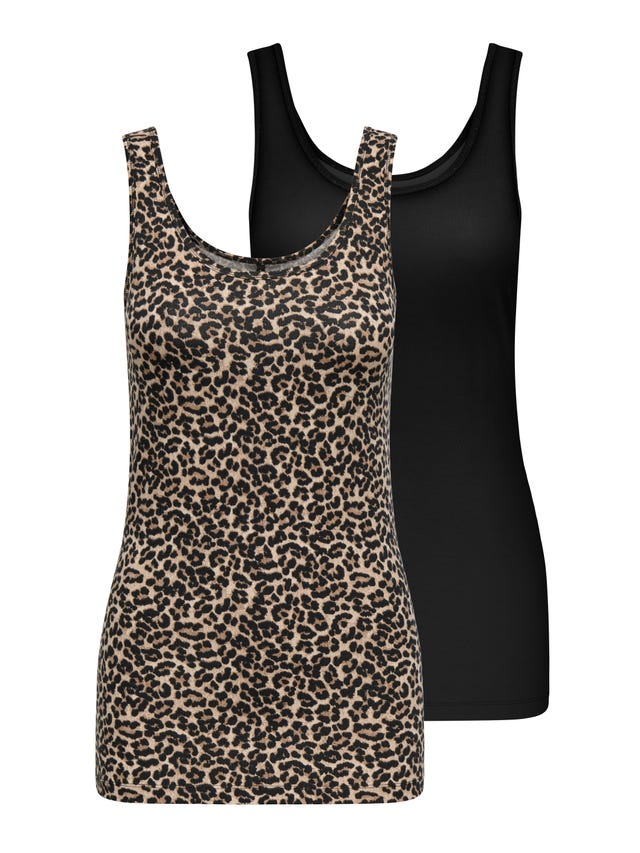 ONLY 2-pack u-neck tank top - 15344137