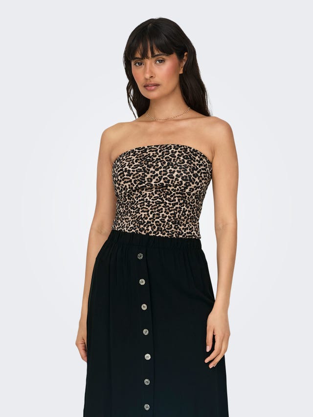 ONLY 2-pack leopard printed tube tops - 15344141
