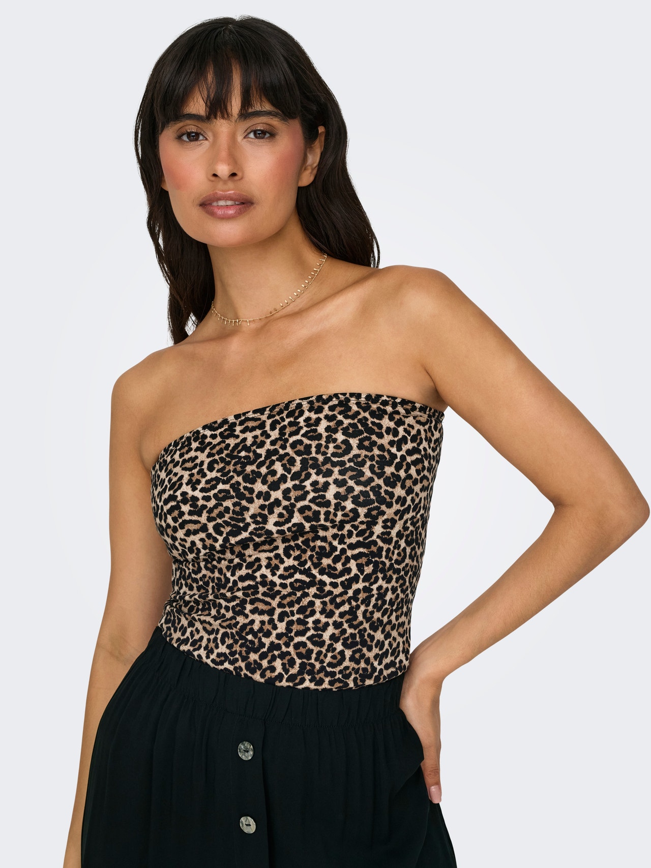 ONLY 2-pack leopard printed tube tops -Black - 15344141