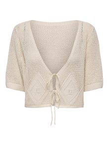 ONLY Short v-neck knitted cardigan -Ecru - 15344544
