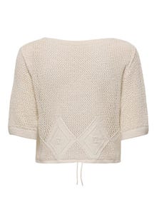 ONLY Short v-neck knitted cardigan -Ecru - 15344544