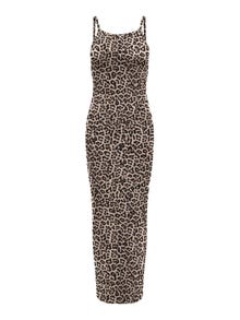 ONLY Maxi o-neck dress with slit -Ginger Root - 15344780