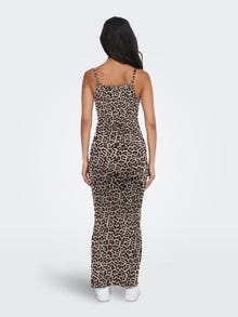 ONLY Maxi o-neck dress with slit -Ginger Root - 15344780