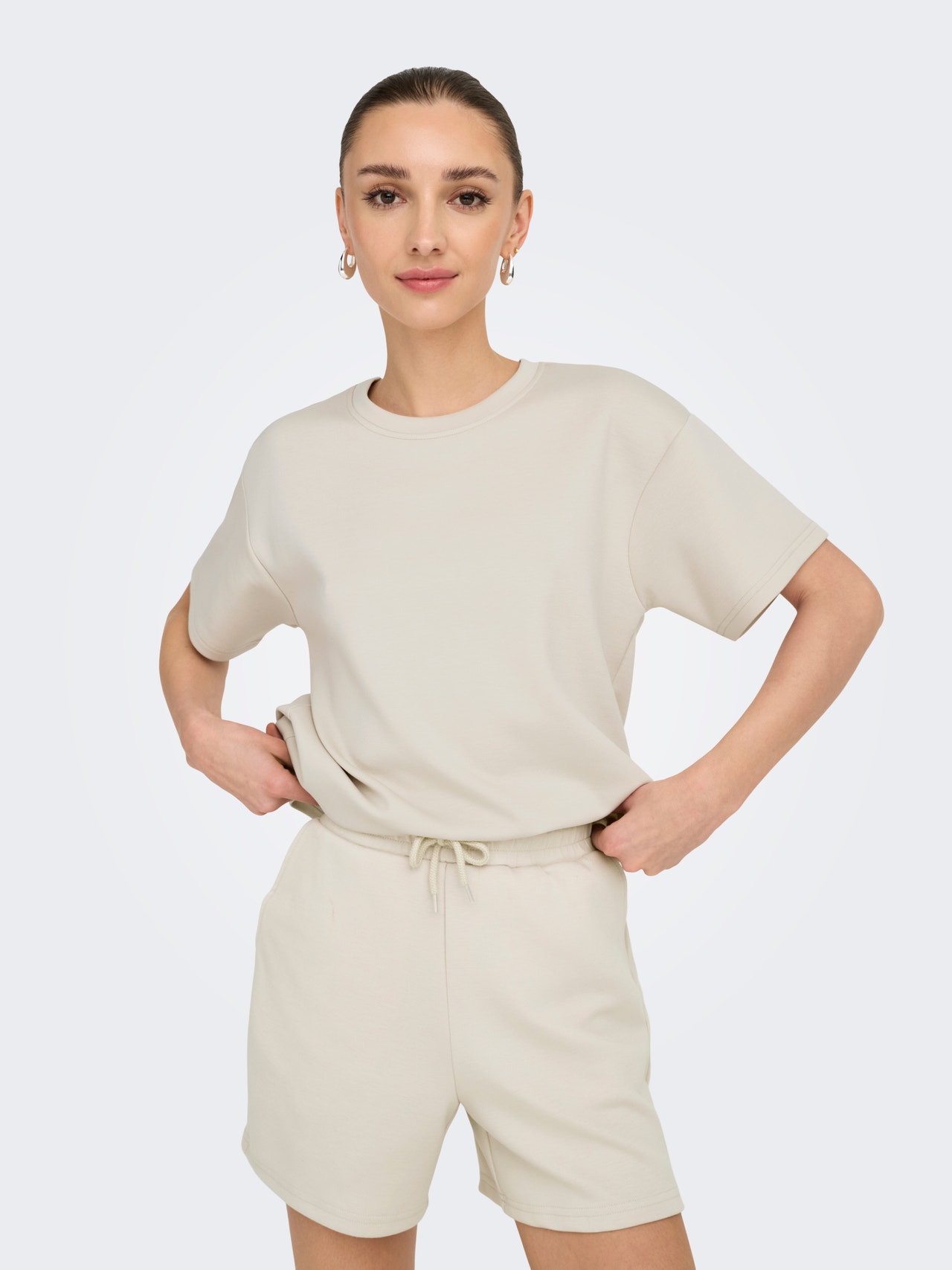 ONLY Ruumikas lõige Ümmargune kaelus T-särk -Pumice Stone - 15346233