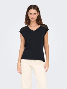 ONLY Tavapärane lõige V-kaelus Top -Black - 15346434