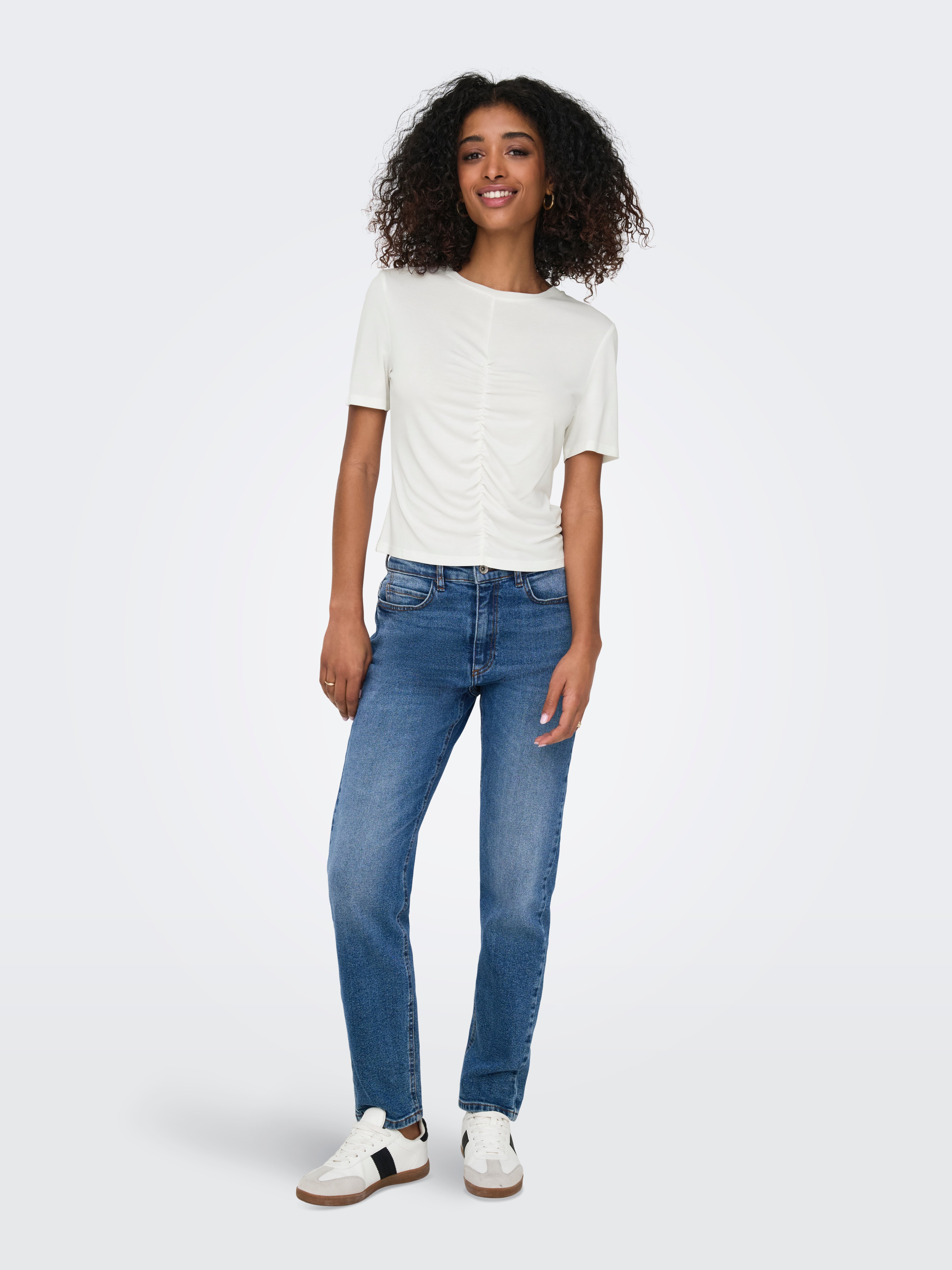 Only Onlaria Reg S/S Woven Front Top Box Jrs T-Shirt Donna Only Onlaria Reg S/S Woven Front Top Box Jrs T-Shirt Donna