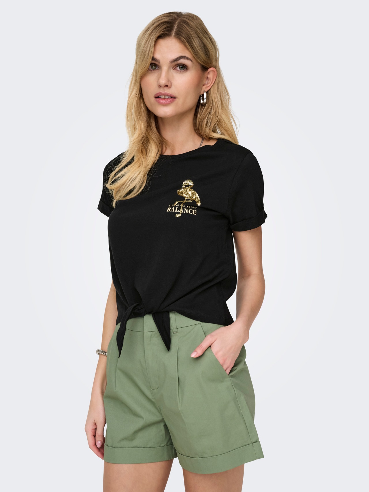 ONLY Tavapärane lõige Ümmargune kaelus T-särk -Black - 15346678