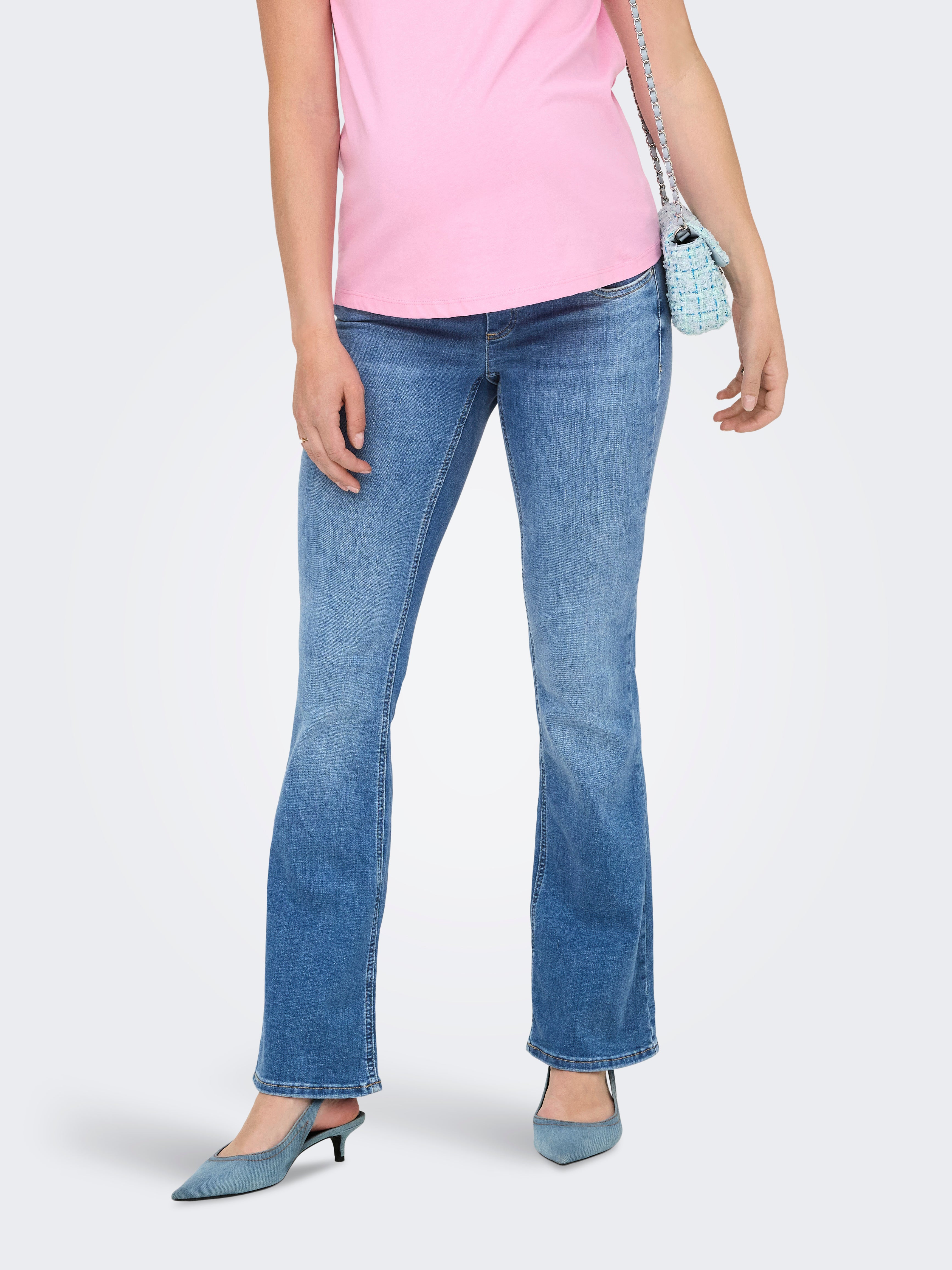 Olmblush Mittlere Taille Ausgestellt Jeans